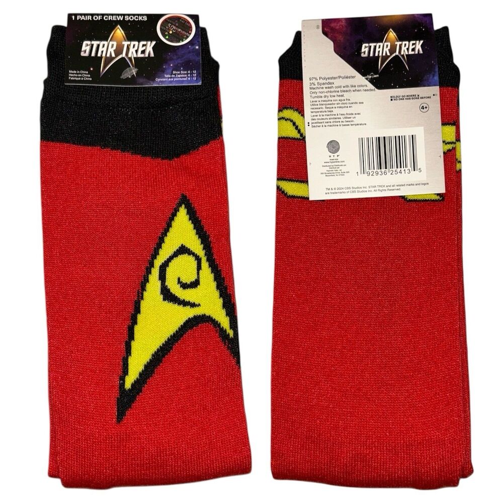 1x Star Trek Novelty Fun Crew Socks  Size 6-12